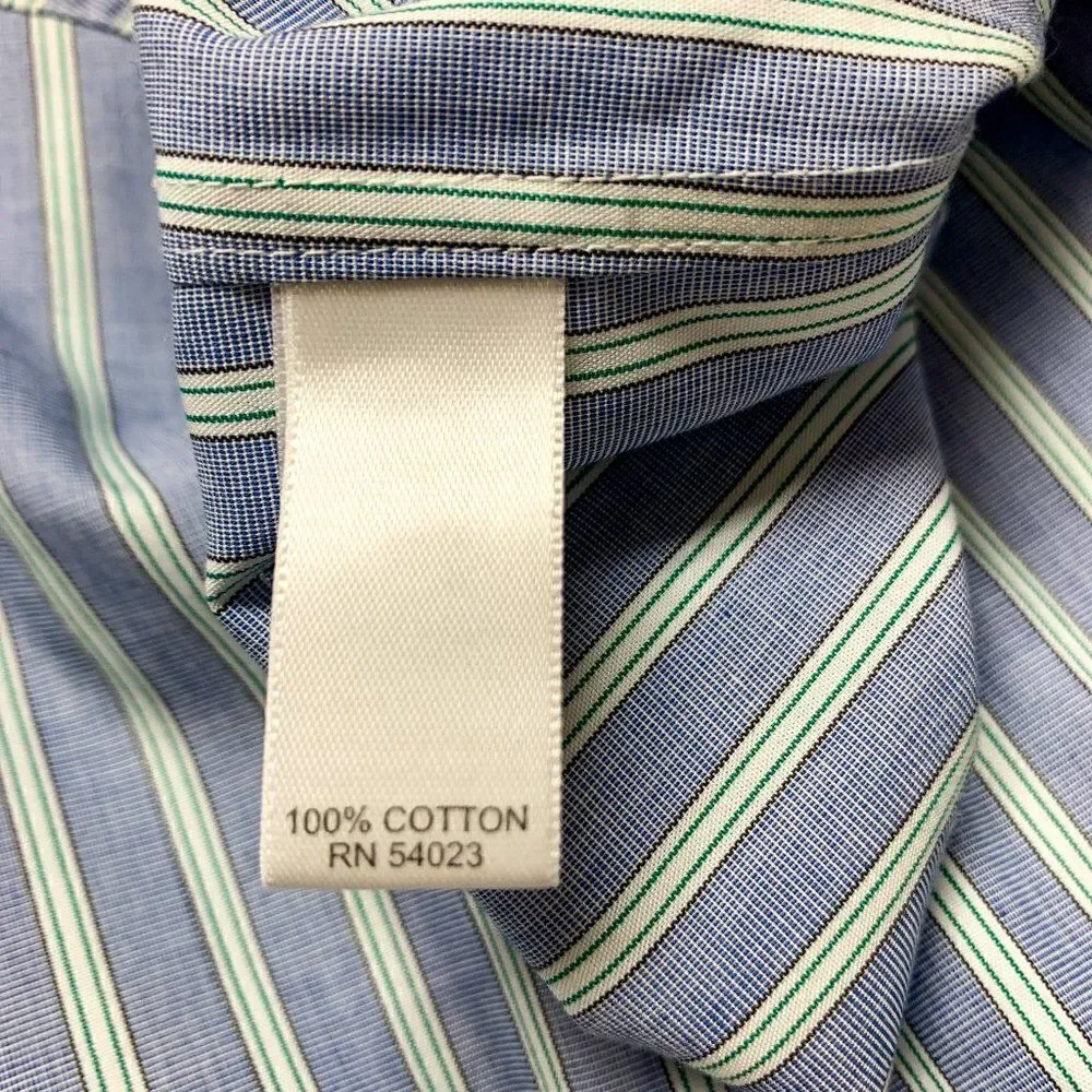 Banana Republic Shirt Mens Large‎ Slim Blue Stripe Non Iron Business Casual Camp